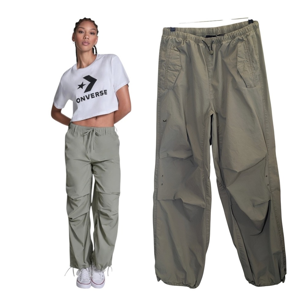 Converse One Star Green Paracute Tactical Pant Women XS Drawstring Cinched Ankle